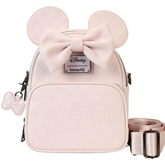 [NWT] Loungefly Minnie Mouse Checkered Texture Convertible Mini Bag - Picture 1 of 6